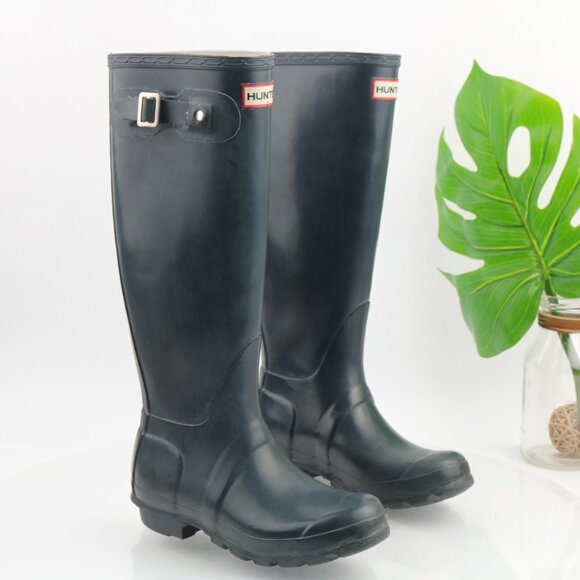 Hunter Womens Original Rain Boot Size 5 Tall Navy Blue Wellie Waterproof Pull On - Picture 2 of 12
